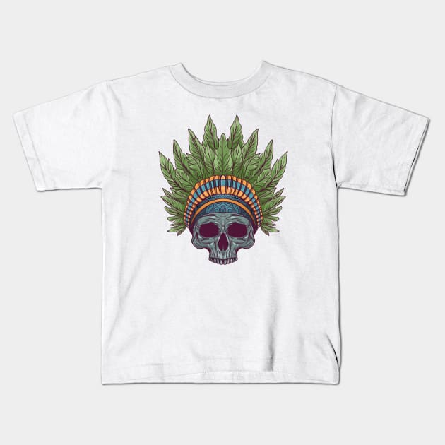 Skull leaf indian Kids T-Shirt by ryanhdyt